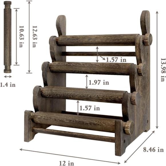4Tier Wooden Bracelet Holder,Bangle Watch Necklace Display Storage JewelryHolder - Picture 3 of 6